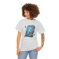 Ansuz Rune Odin's Raven Graphic T-Shirt - Heavy Cotton Classic Fit Crewneck Tee - Unisex White