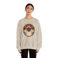 Siamese Cat 70s Sunset Aviator Sweatshirt - Heavy Blend Cotton Blend Crewneck - Unisex White