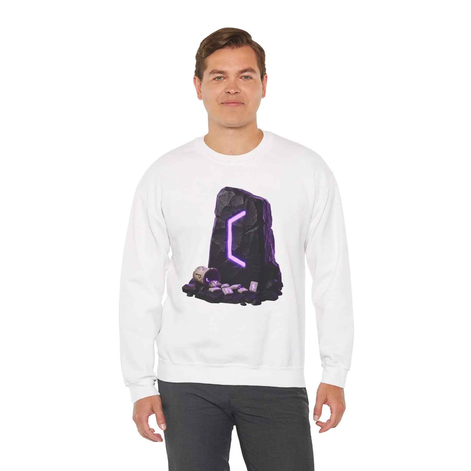 Perthro Rune Mystery Sweatshirt - Durable Cotton Poly Blend Crewneck - Unisex White