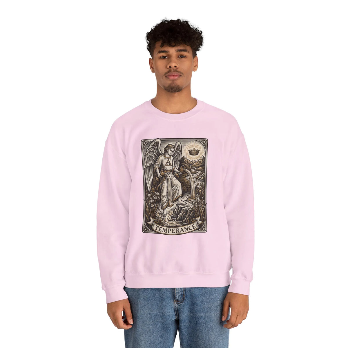Temperance Tarot Card Angel Sweatshirt - Heavy Blend Fleece Crewneck - Unisex White