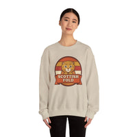 Scottish Fold Retro Sunset Sweatshirt - Heavyweight Cotton Blend Crewneck - Unisex White