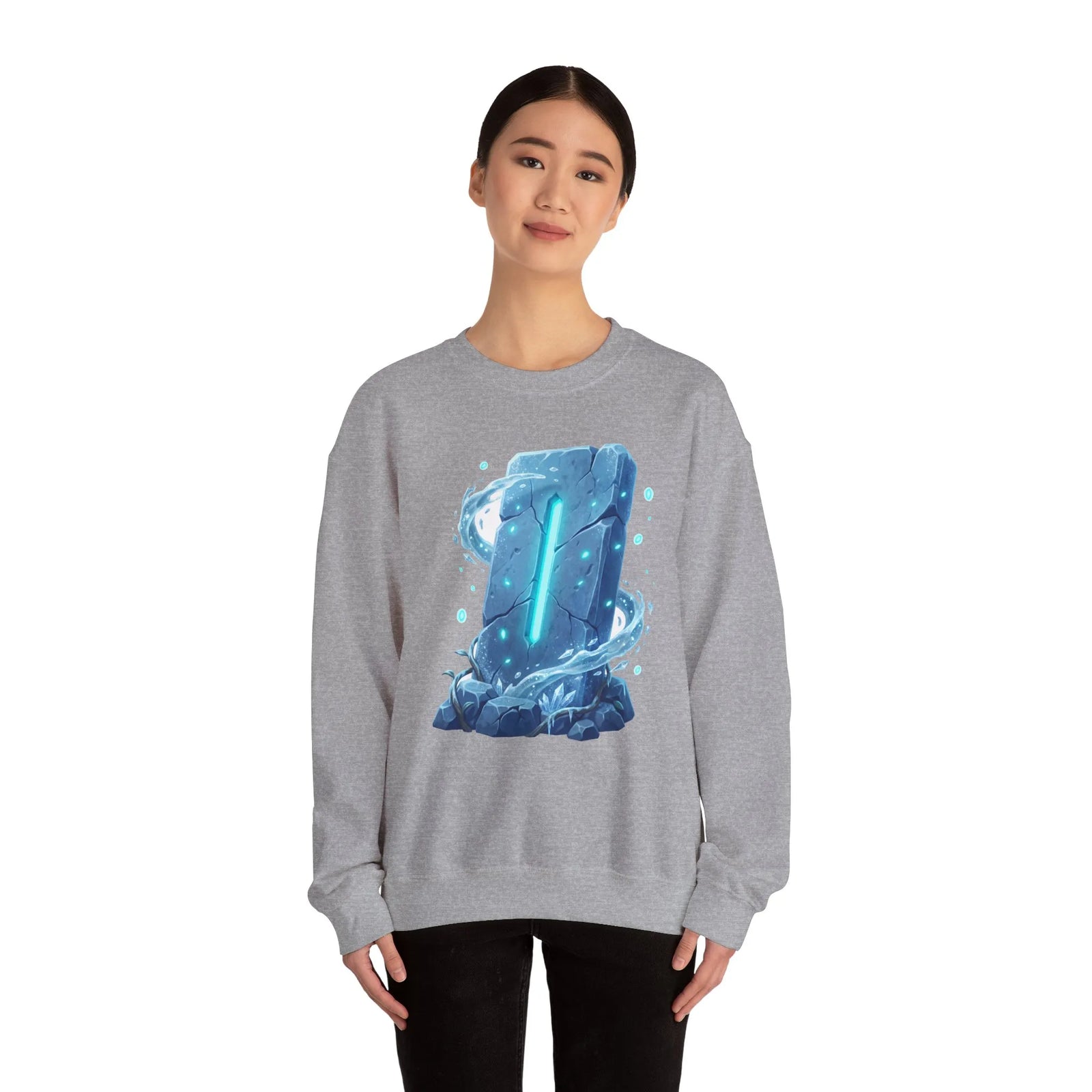 Isa Rune Ice Glacier Sweatshirt - Heavy Blend Fleece Crewneck - Unisex White