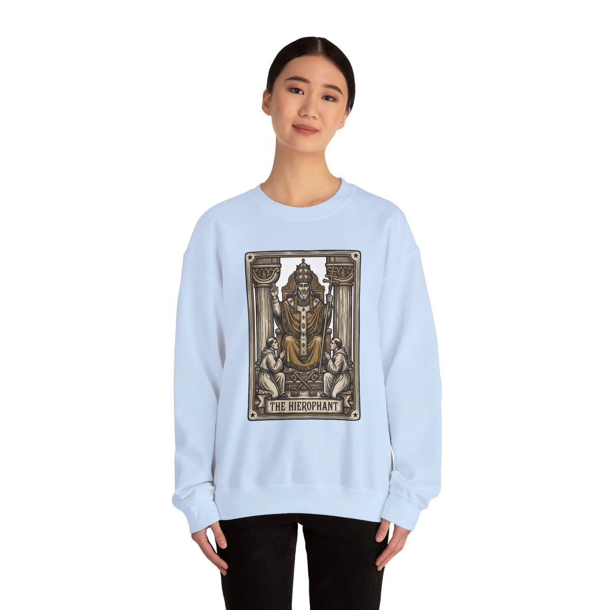 Hierophant Tarot Card Sweatshirt - Heavy Blend Crewneck Fleece - Unisex Ash