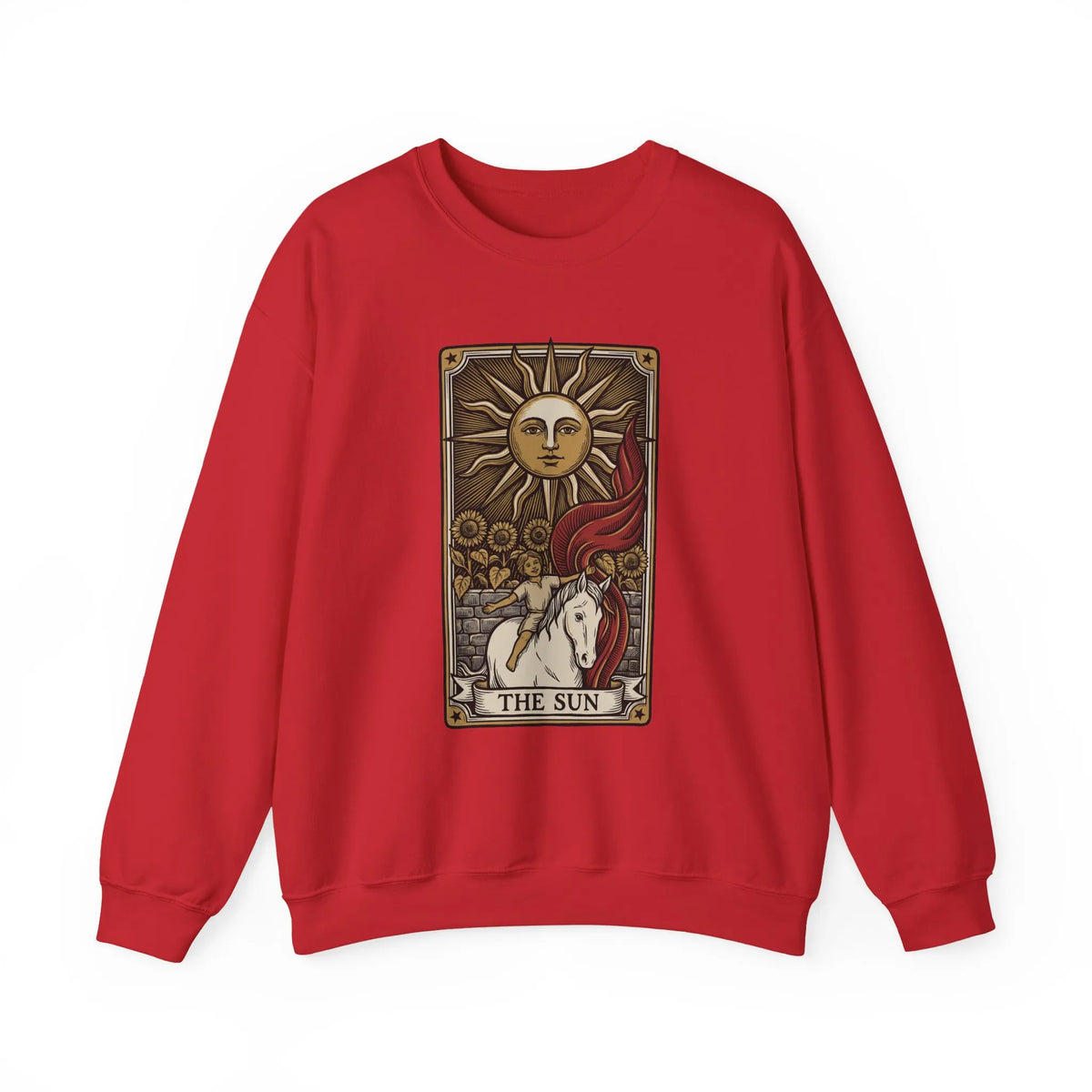 The Sun Tarot Card Sweatshirt - Heavy Blend Fleece Crewneck - Unisex White