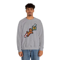 Fetch Quest 8-Bit Pixel Gaming Dog Sweatshirt - Heavy Blend Cotton Polyester Crewneck - Unisex White