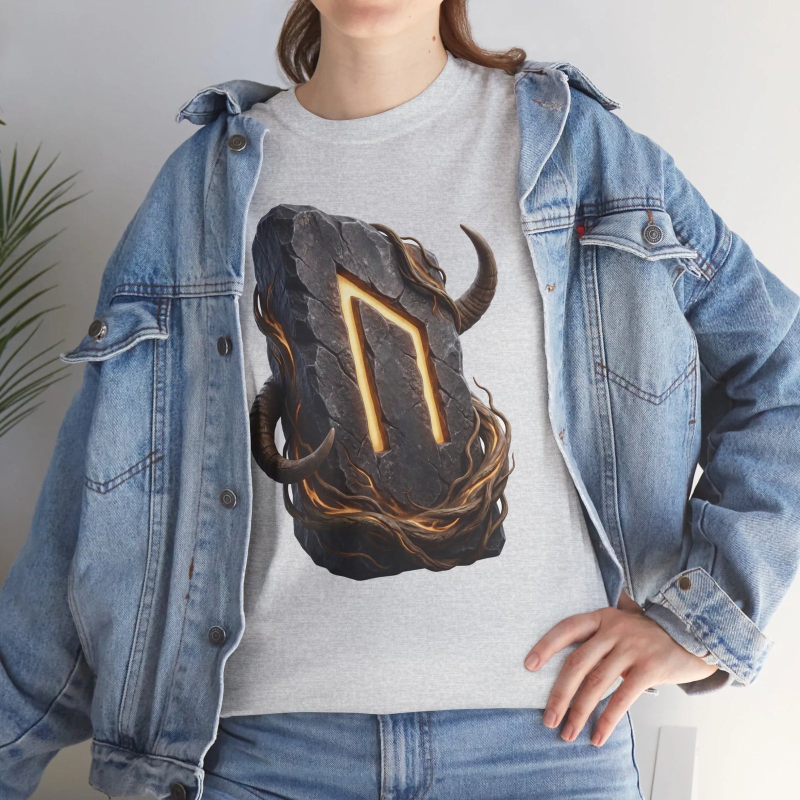 Uruz Rune Wild Ox Strength T-Shirt - Heavy Cotton Classic Fit Tee - Unisex White