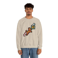 Fetch Quest 8-Bit Pixel Gaming Dog Sweatshirt - Heavy Blend Cotton Polyester Crewneck - Unisex White