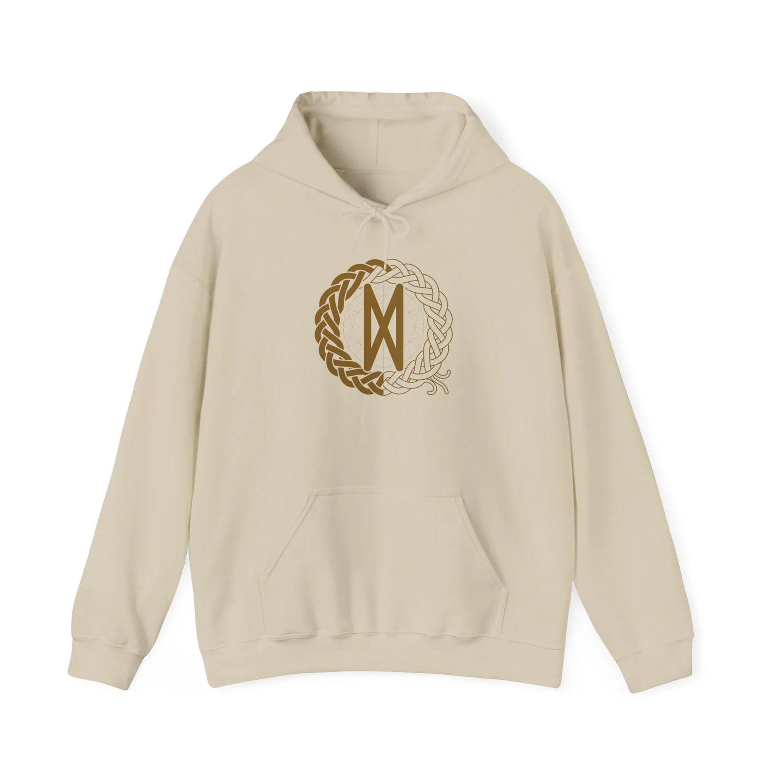 Dagaz Rune Dawn Dusk Threshold Hoodie - Medium Weight Fleece Pullover - Unisex White