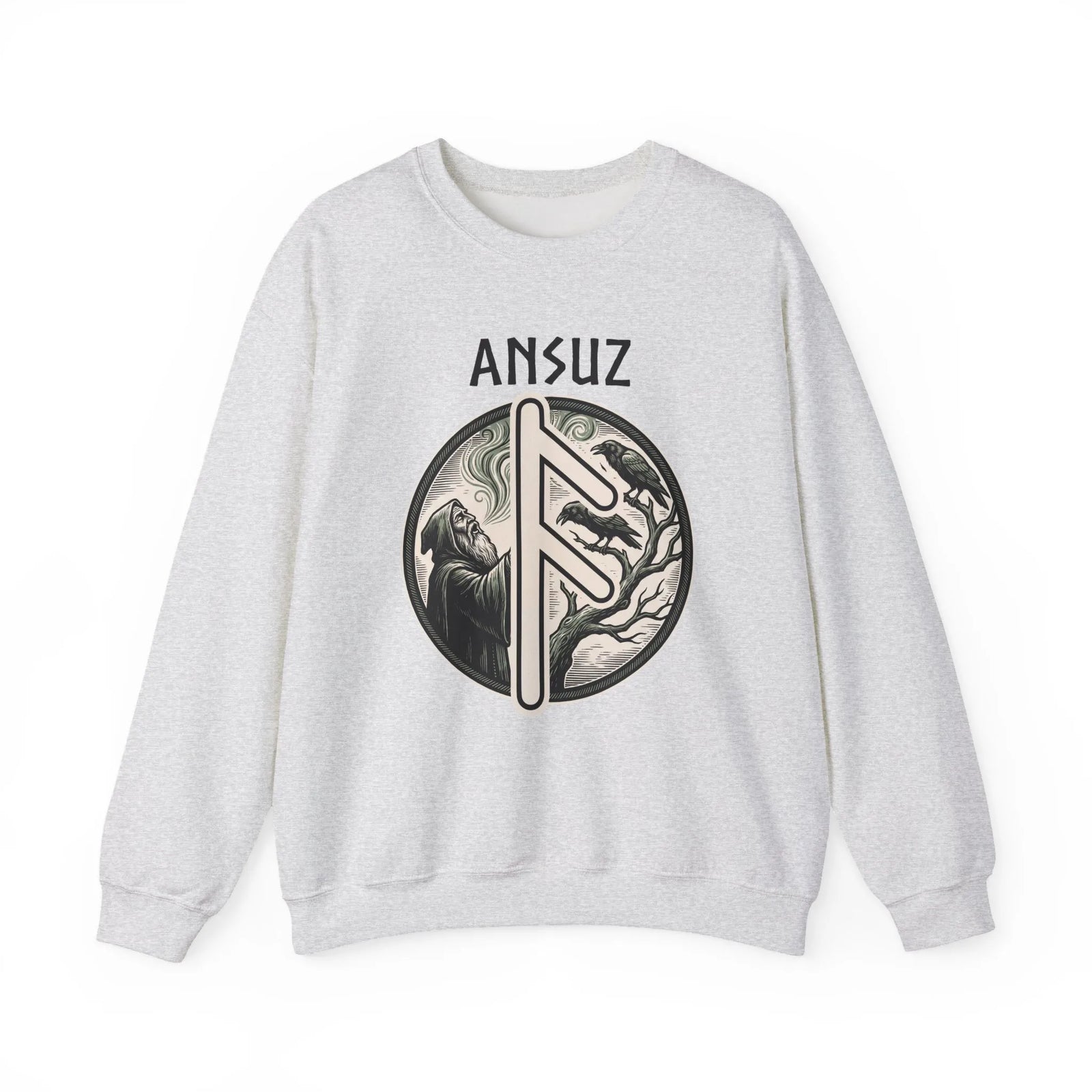 Ansuz Rune Divine Speech Sweatshirt - Heavy Blend Fleece Crewneck - Unisex Off White