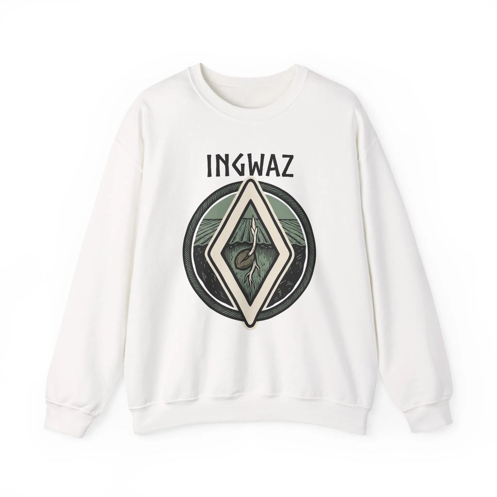 Ingwaz Rune Seed Potential Sweatshirt - Classic Fit Heavy Blend Crewneck - Unisex Ash