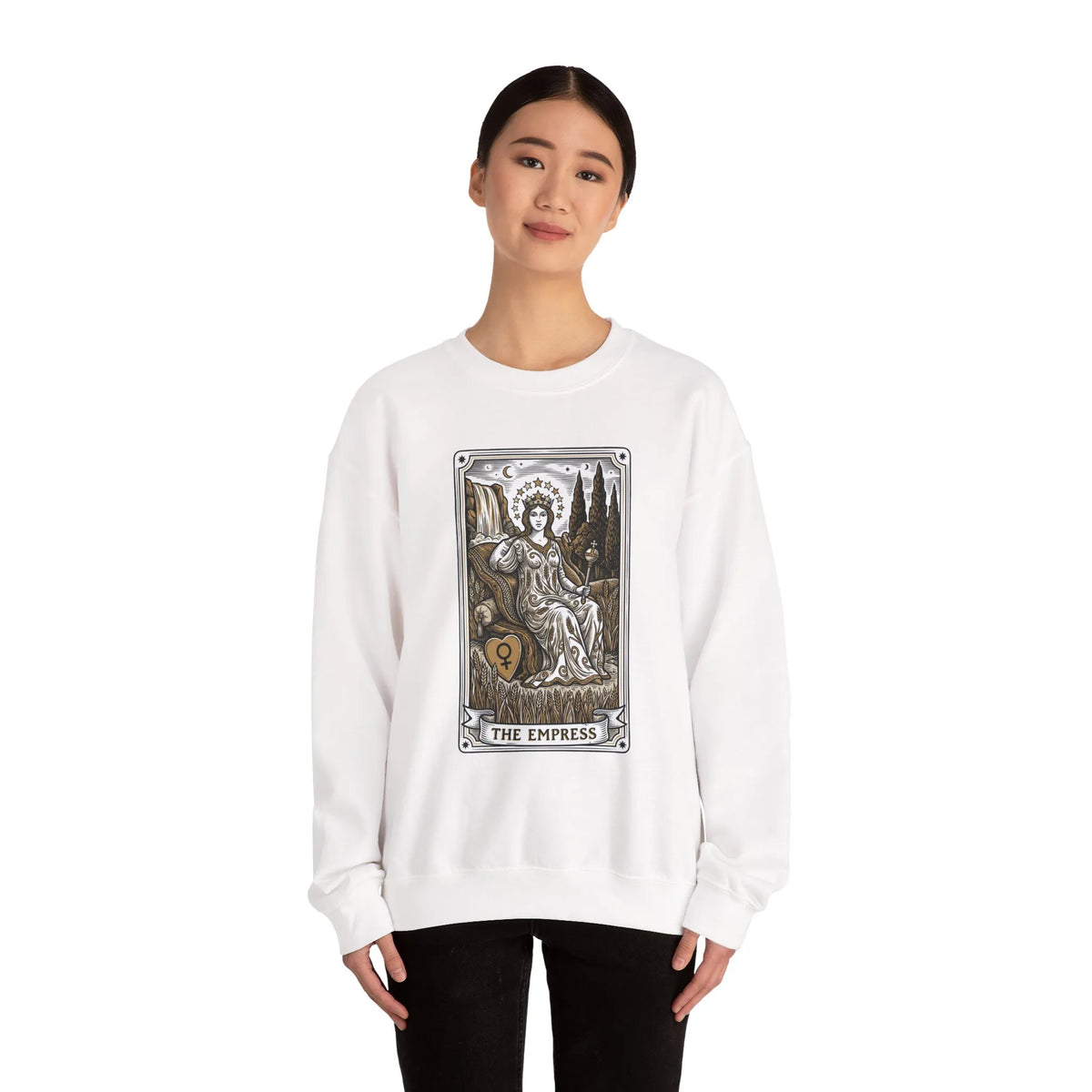 Major Arcana Empress Tarot Card Sweatshirt - Soft Heavy Blend Crewneck - Unisex White