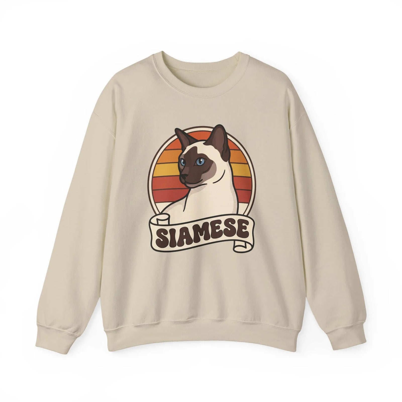 Siamese Retro 70s Sunset Sweatshirt - Heavy Blend Fleece Crewneck - Unisex Ash