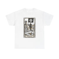 Death Tarot Card Knight Graphic T-Shirt - Heavyweight 100% Cotton Classic Fit Tee - Unisex White