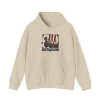 Viking Berserker Cats Longship Hoodie - Warm Cotton-Poly Fleece Pullover - Unisex White