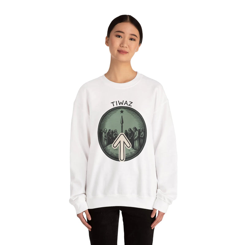 Tiwaz Rune Justice Judgment Sweatshirt - Heavy Blend Fleece Crewneck - Unisex Ash Gray
