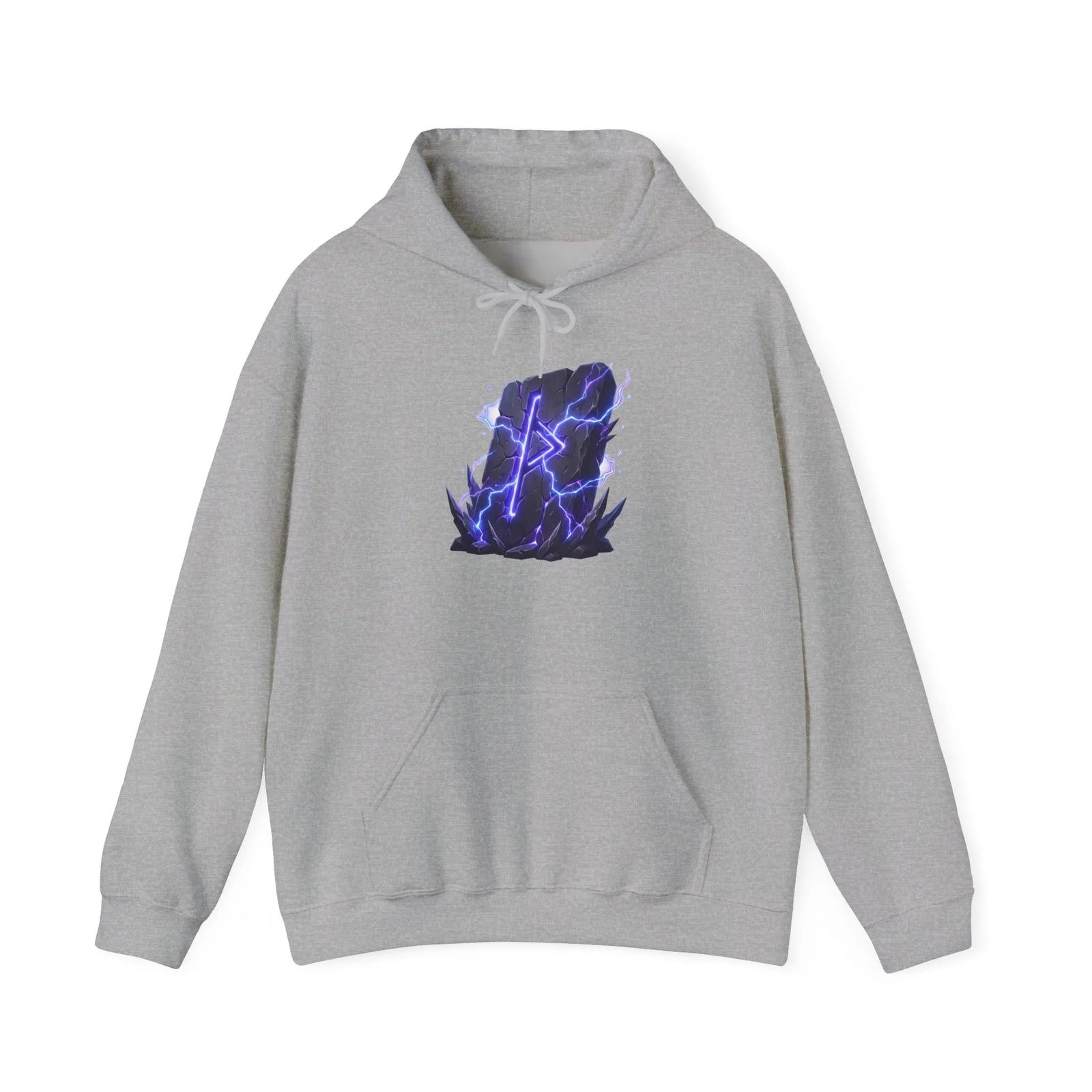Thurisaz Rune Lightning Graphic Hoodie - Heavy Blend Fleece Pullover - Unisex White