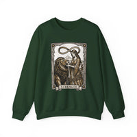 Strength Tarot Card Sweatshirt - Heavy Blend Crewneck Fleece - Unisex White