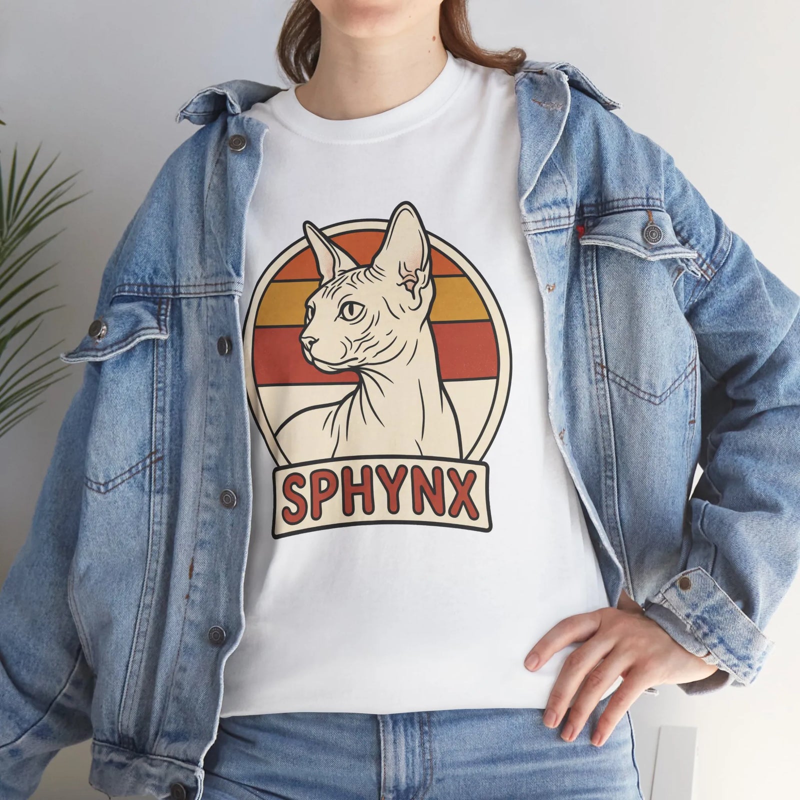 Sphynx Retro 70s Sunset Graphic T-Shirt - Heavy Cotton Classic Fit Tee - Unisex Off White