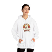 Sphynx Cat Retro Sunset Hoodie - Soft Blend Fleece Pullover - Unisex Ash
