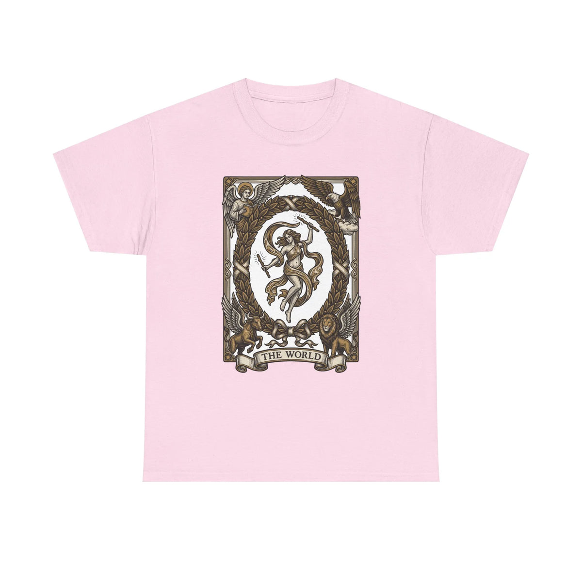 The World Tarot Card Graphic T-Shirt - Heavy Cotton Classic Fit Tee - Unisex White