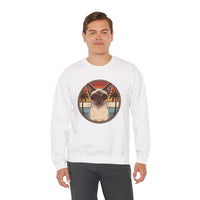 Siamese Cat 70s Sunset Aviator Sweatshirt - Heavy Blend Cotton Blend Crewneck - Unisex White