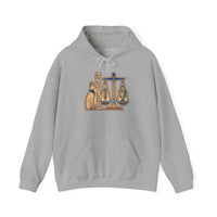 Sphynx Cat Egyptian Scales Hoodie - Heavyweight Cotton Blend Pullover - Unisex White