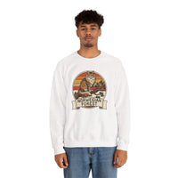 Norwegian Forest Cat Retro Sunset Sweatshirt - Heavy Blend Fleece Crewneck - Unisex White
