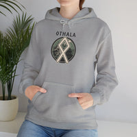Norse Othala Rune Graphic Hoodie - Medium-Heavy Cotton Blend Pullover - Unisex White