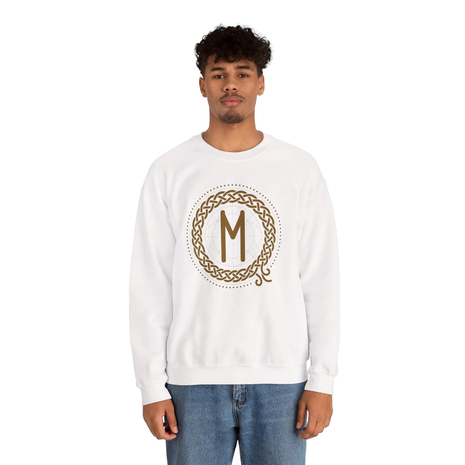 Ehwaz Divine Twins Rune Sweatshirt - Heavy Blend Fleece Crewneck - Unisex White