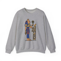 Bastet Sphynx Egyptian Cat Sweatshirt - Heavy Blend Fleece Crewneck - Unisex Ash Gray