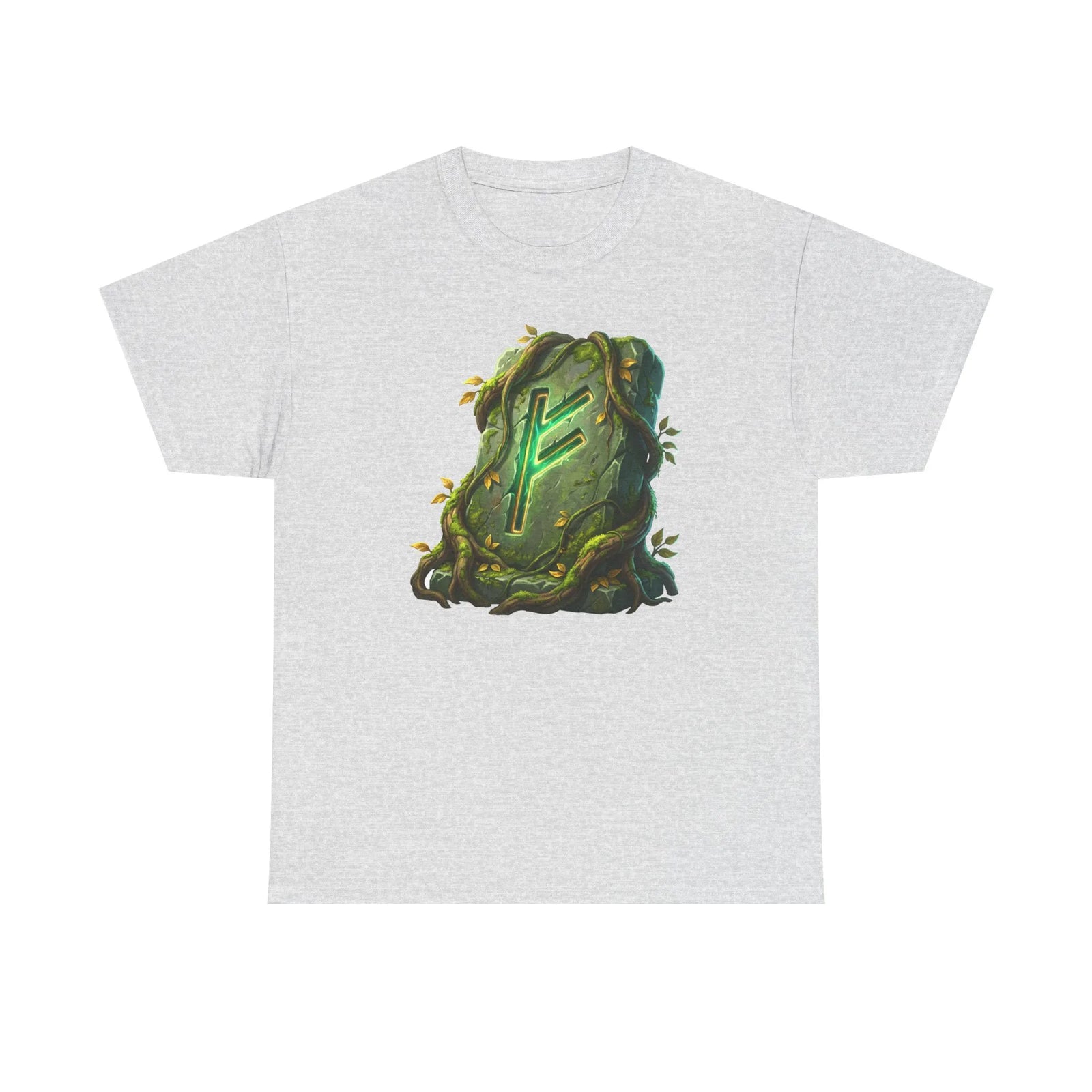 Fehu Rune Wealth Symbol T-Shirt - Heavy Cotton Classic Fit Tee - Unisex White
