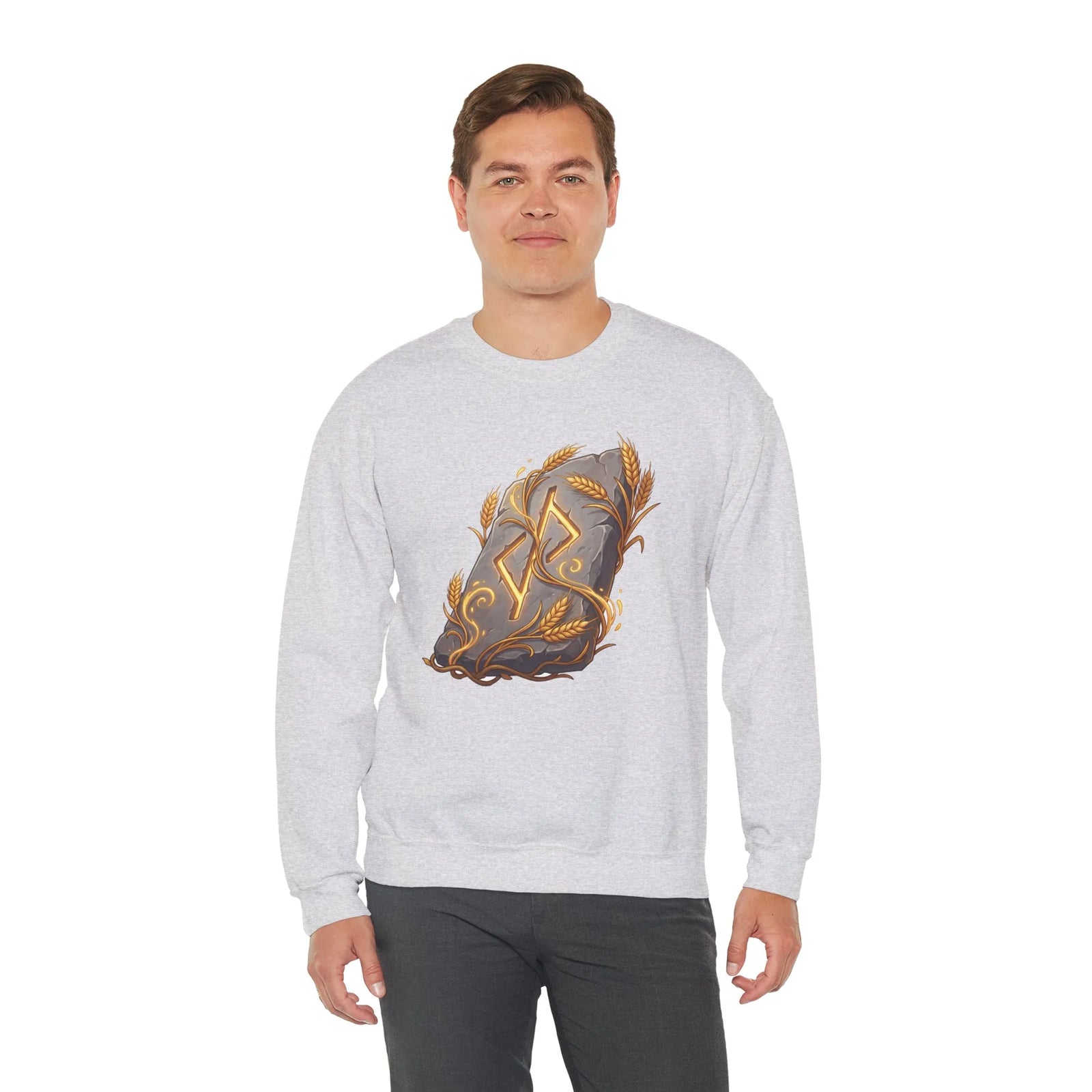 Jera Rune Harvest Graphic Sweatshirt - Heavy Blend Cotton Polyester Crewneck - Unisex White