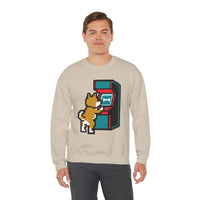 8-Bit Pixel Gaming Dog Sweatshirt - Classic Fit Fleece Crewneck - Unisex White