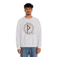 Thurisaz Rune Thorn Defense Sweatshirt - Heavy Blend Cotton Poly Crewneck - Unisex White