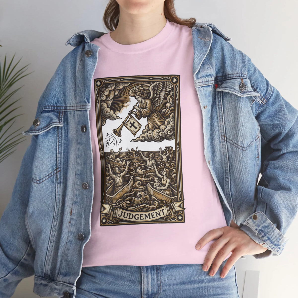 Judgement Angel Graphic T-Shirt - Heavy Cotton Classic Fit Tee - Unisex White