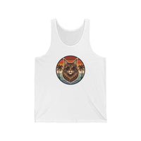 Maine Coon Cat 70s Sunset Aviators Tank Top - Lightweight Retail Fit Cotton Jersey - Unisex Athletic Heather