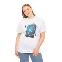 Ansuz Rune Odin's Raven Graphic T-Shirt - Heavy Cotton Classic Fit Crewneck Tee - Unisex White