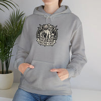 Necro-Cat Skull Throne Graphic Hoodie - Heavyweight Cotton Blend Pullover - Unisex White
