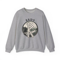 Raido Rune Journey Sweatshirt - Heavy Blend Classic Fit Crewneck - Unisex White