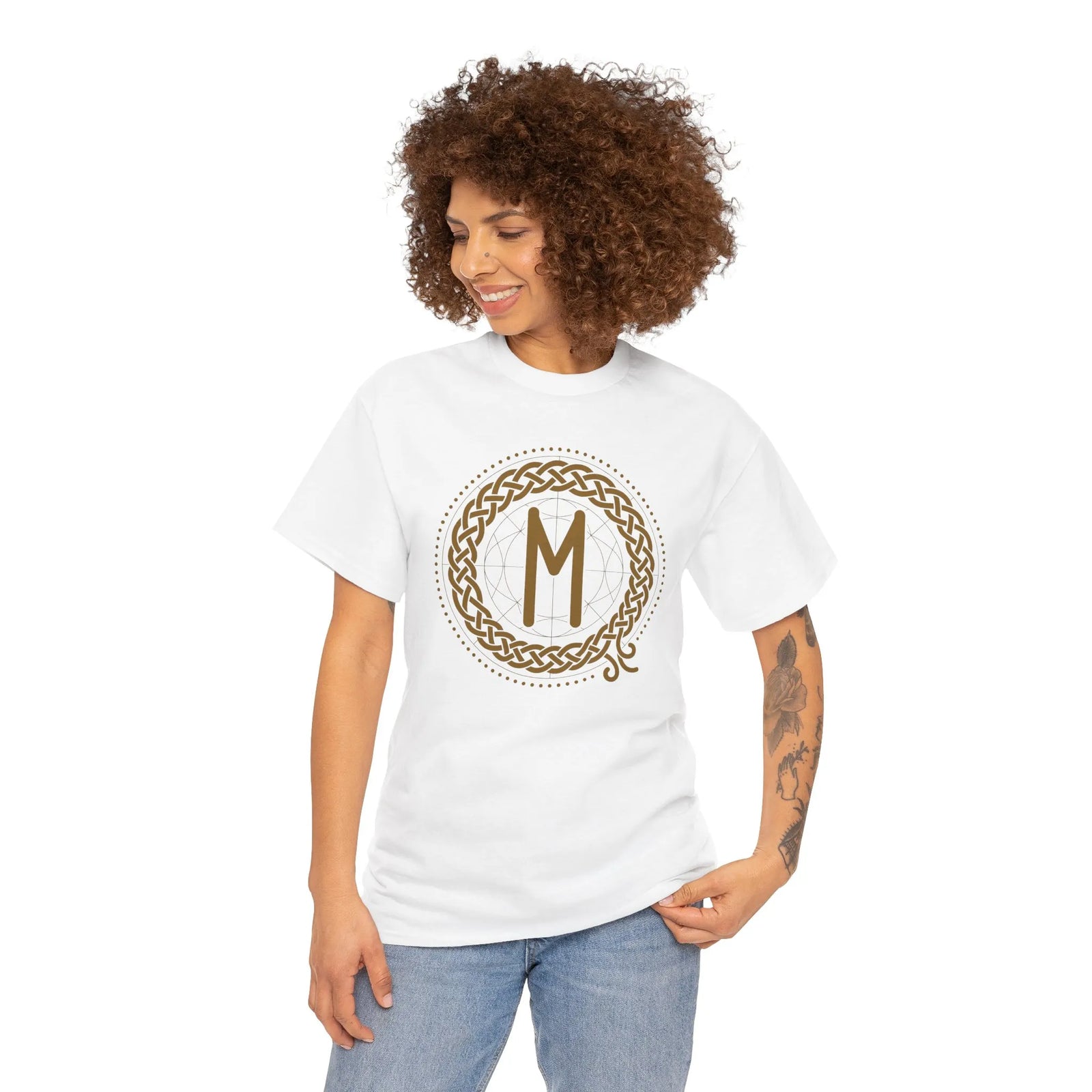 Ehwaz Rune Divine Twins T-Shirt - Heavyweight Cotton Classic Fit - Unisex White