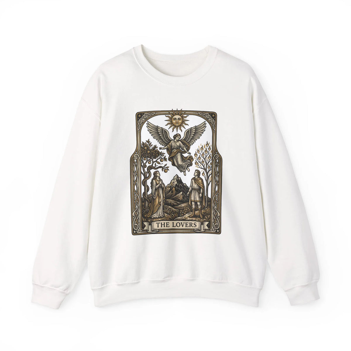 The Lovers Tarot Card Sweatshirt - Heavy Blend Fleece Crewneck - Unisex White