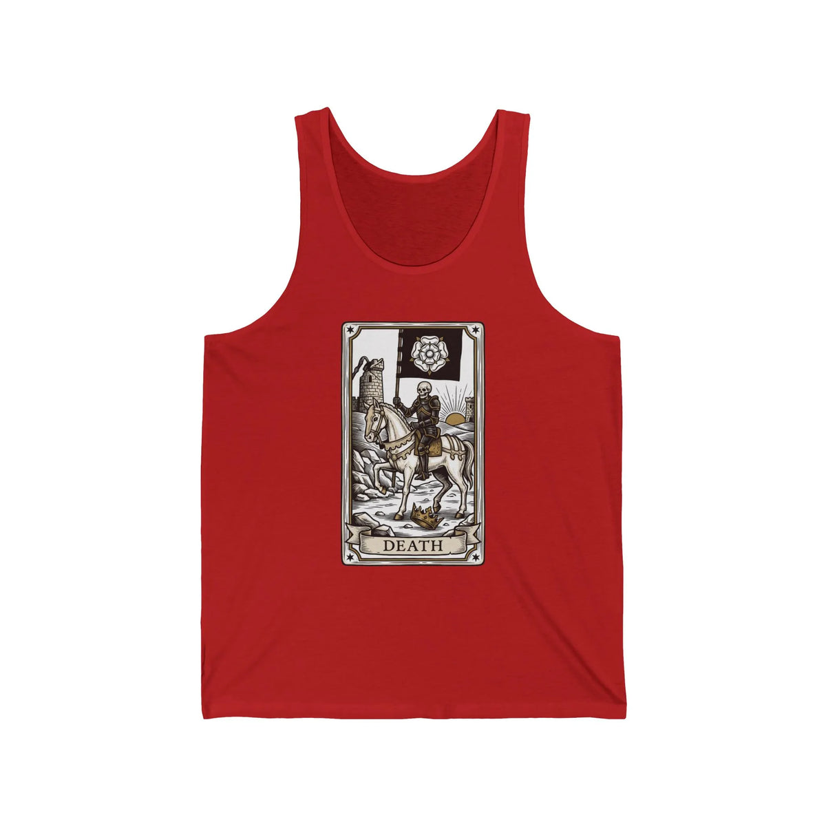 Death Tarot Card Graphic Tank Top - Lightweight Combed Cotton Jersey - Unisex Athletic Heather