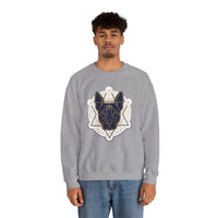 Third Eye Sacred Geometry Spirit Dog Sweatshirt - Heavy Blend Cotton Polyester Crewneck - Unisex White