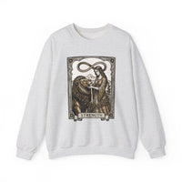 Strength Tarot Card Sweatshirt - Heavy Blend Crewneck Fleece - Unisex White