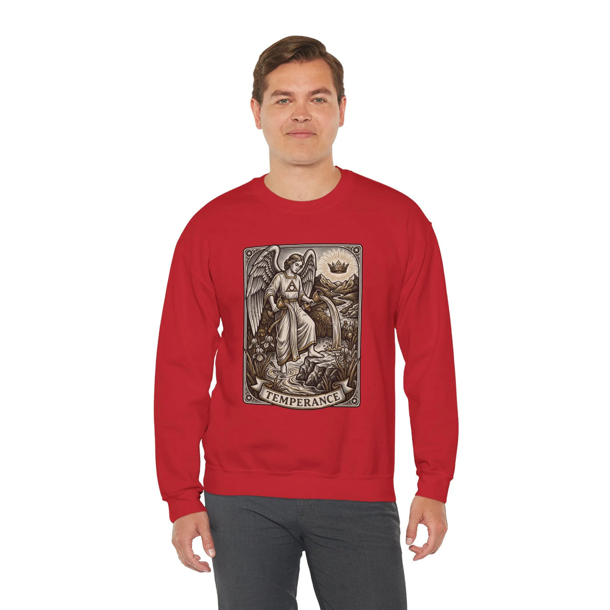 Temperance Tarot Card Angel Sweatshirt - Heavy Blend Fleece Crewneck - Unisex White