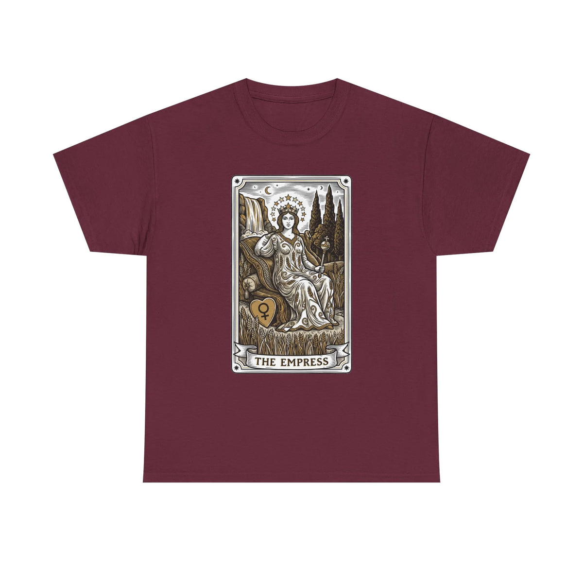 Empress Tarot Card Graphic T-Shirt - Heavy Cotton Classic Fit Tee - Unisex White