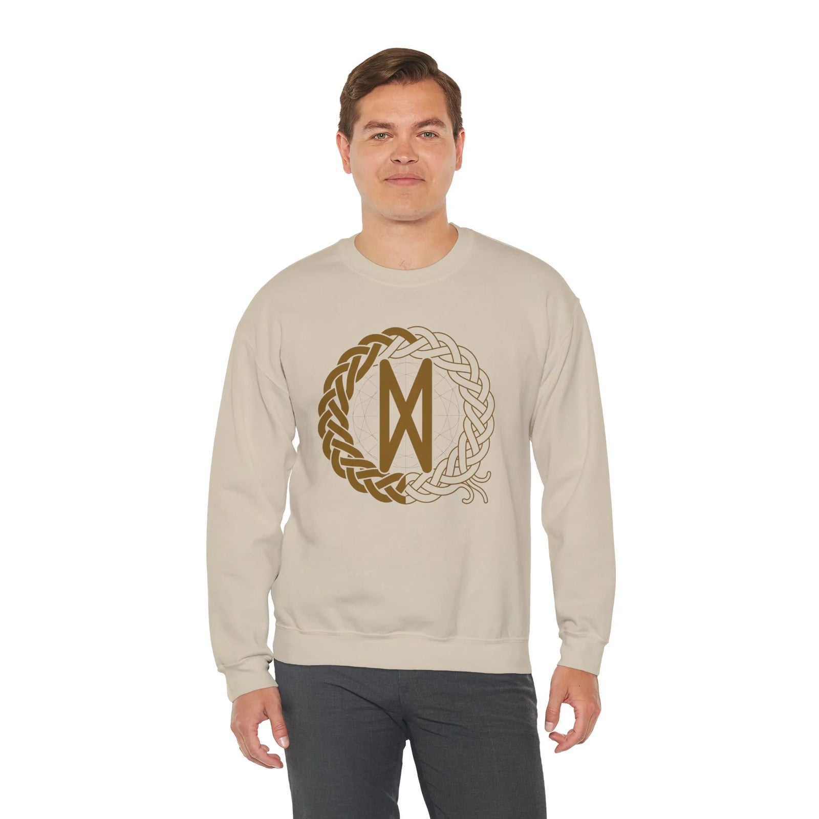 Dagaz Rune Dawn & Dusk Sweatshirt - Heavy Blend Classic Fit Crewneck - Unisex White