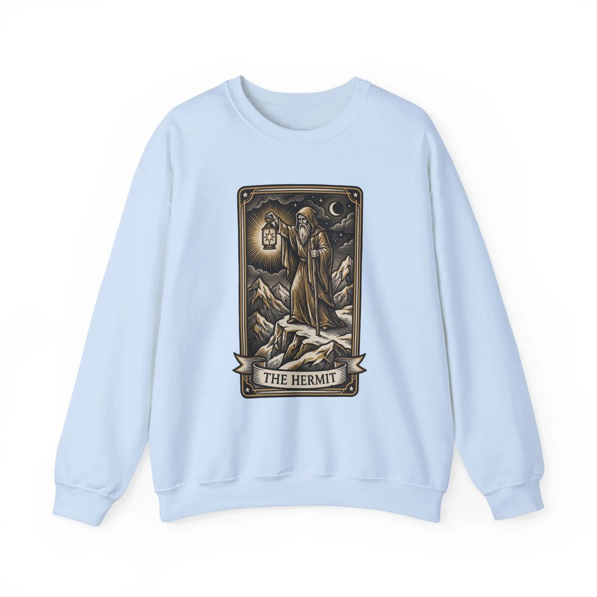The Hermit Tarot Card Sweatshirt - Heavy Blend Crewneck Fleece - Unisex Off White