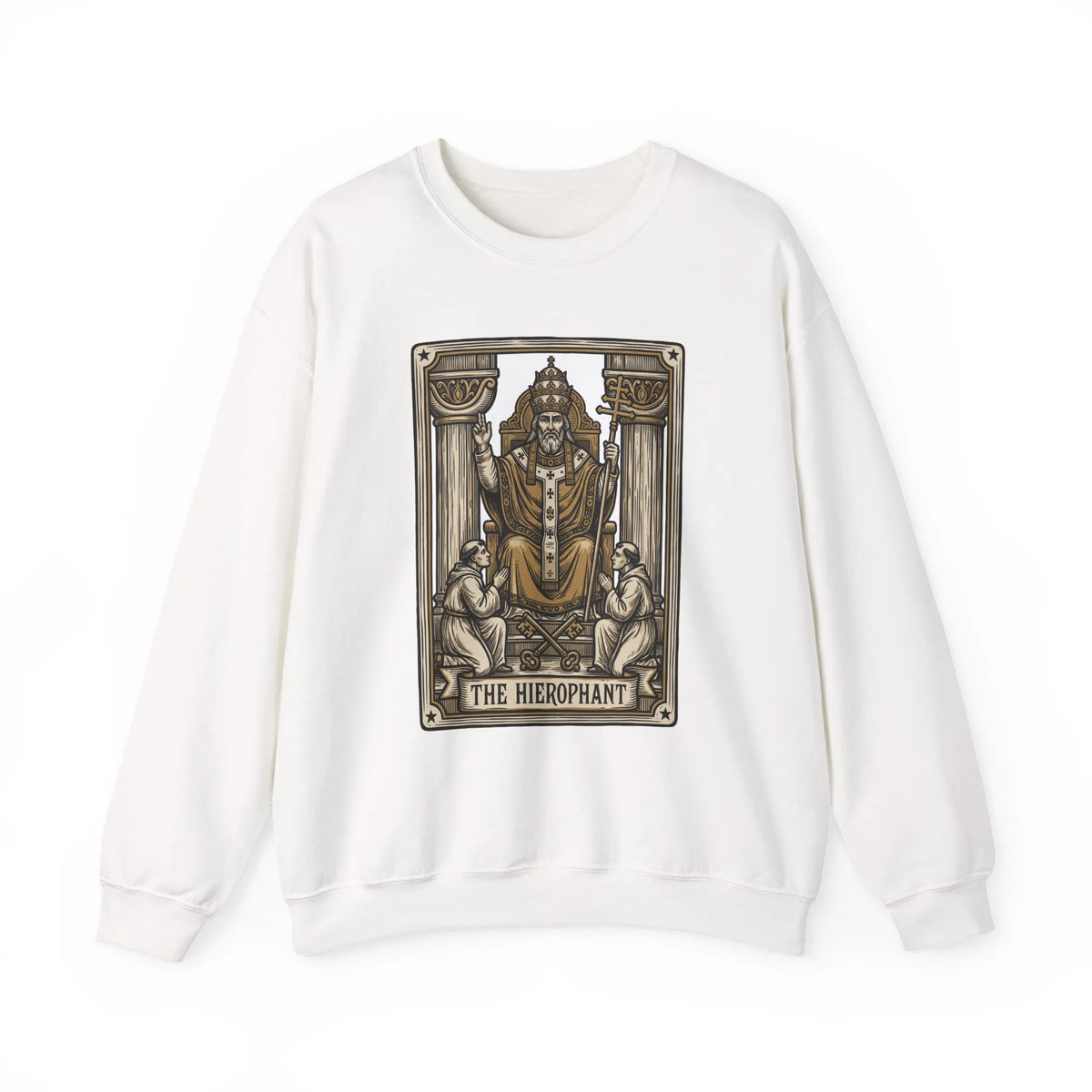 Hierophant Tarot Card Sweatshirt - Heavy Blend Crewneck Fleece - Unisex Ash