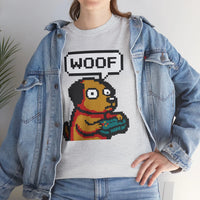 8-Bit Pixel Gaming Dog T-Shirt - Heavy Cotton Classic Fit Tee - Unisex White
